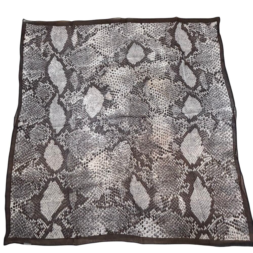 Sheer silky chiffon square scarf snakeskin python print gray black white